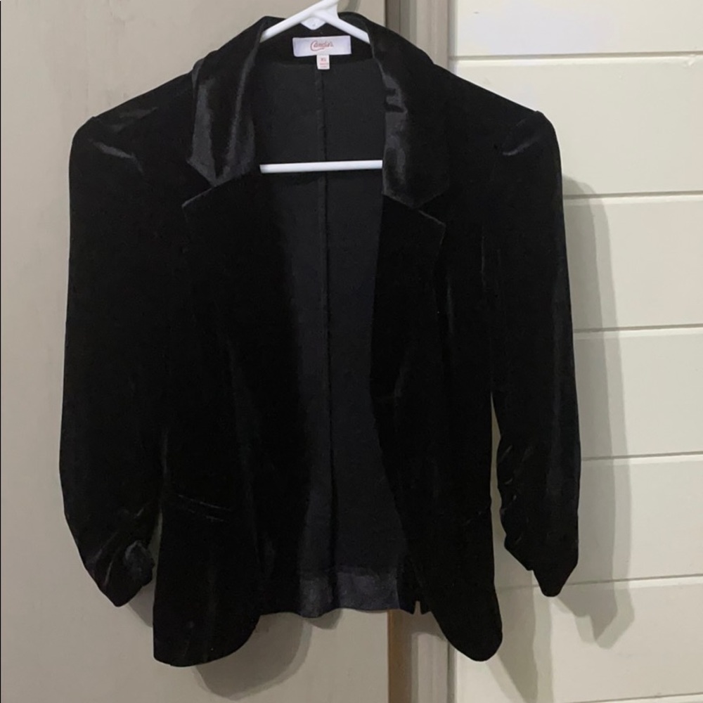 Candie’s faux velour dress jacket